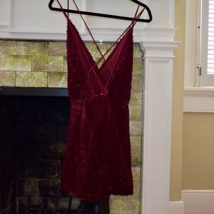NWT Kendall + Kylie maroon velvet Sequin Romper